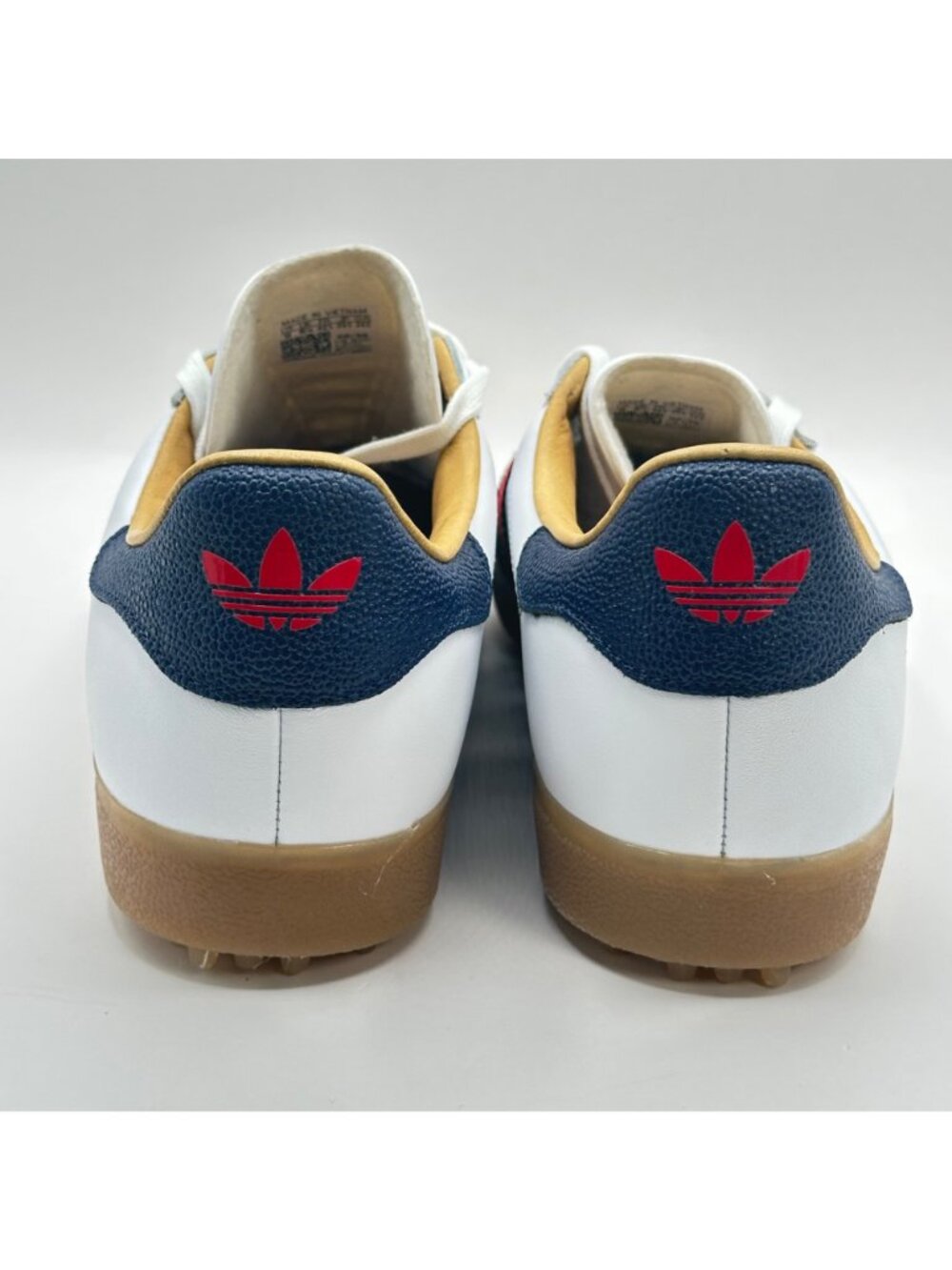 Men's Adidas Gazelle Leather White Spikeless Golf Shoes Size 9 JP7705 NEW - Picture 4 of 8